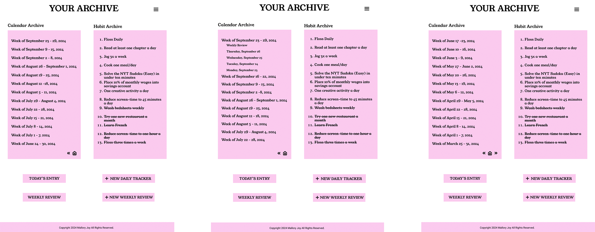 Archive page layout